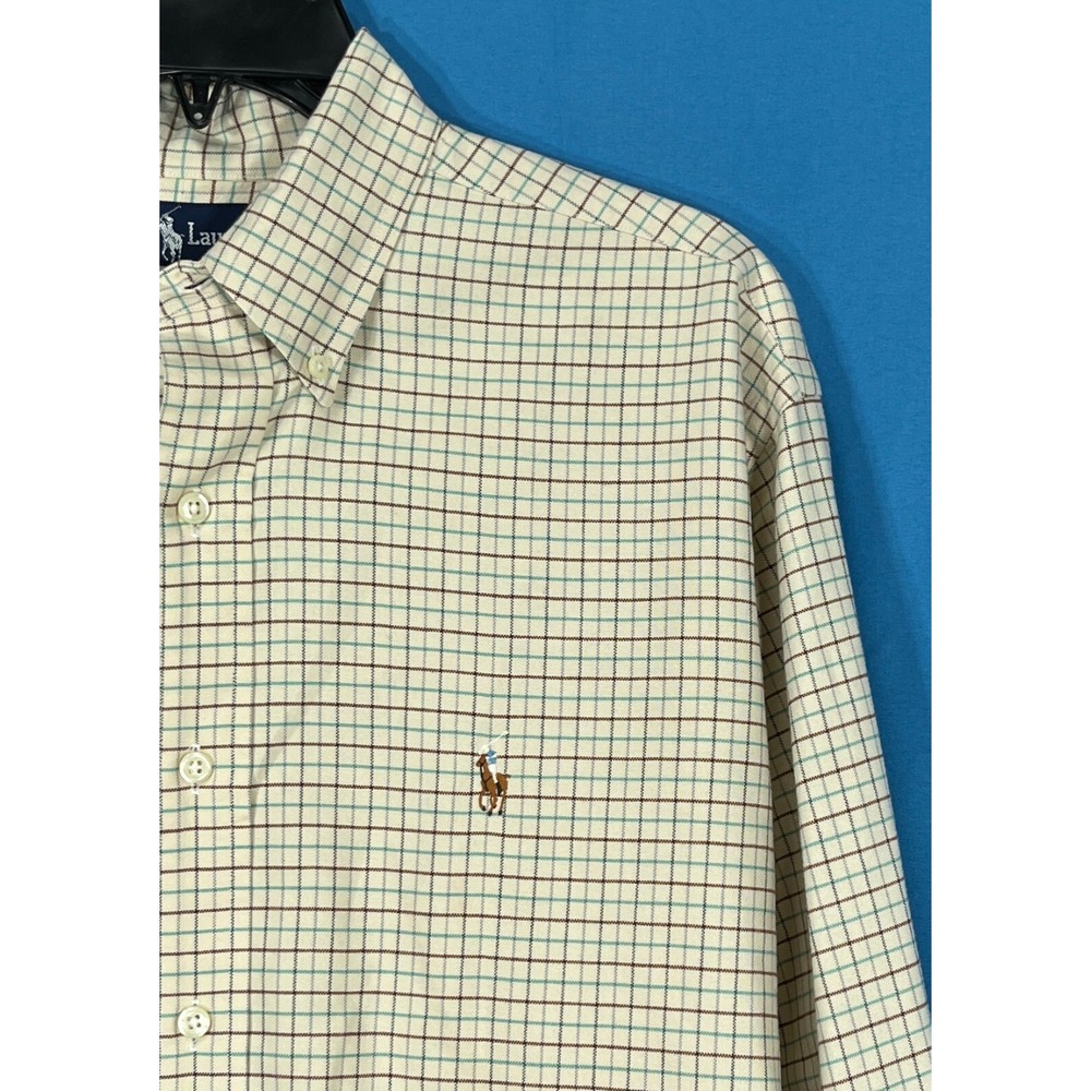 RALPH LAUREN POLO Ivory Graph Check DRESS SHIRT Sleeves Hemmed 2" Shorter 16-33 - Picture 3 of 6